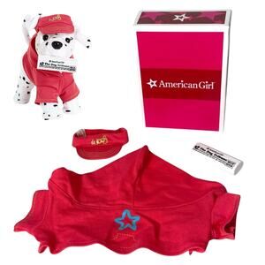 American Girl SPORTY PET OUTFIT Visor Hoodie Shirt Magnetic Newspaper Toy Box